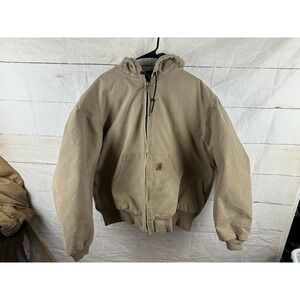 VINTAGE Carhartt Jacket Men XXL Brown Duck Canvas Bomber Hoodie Y2K J130 SDL *